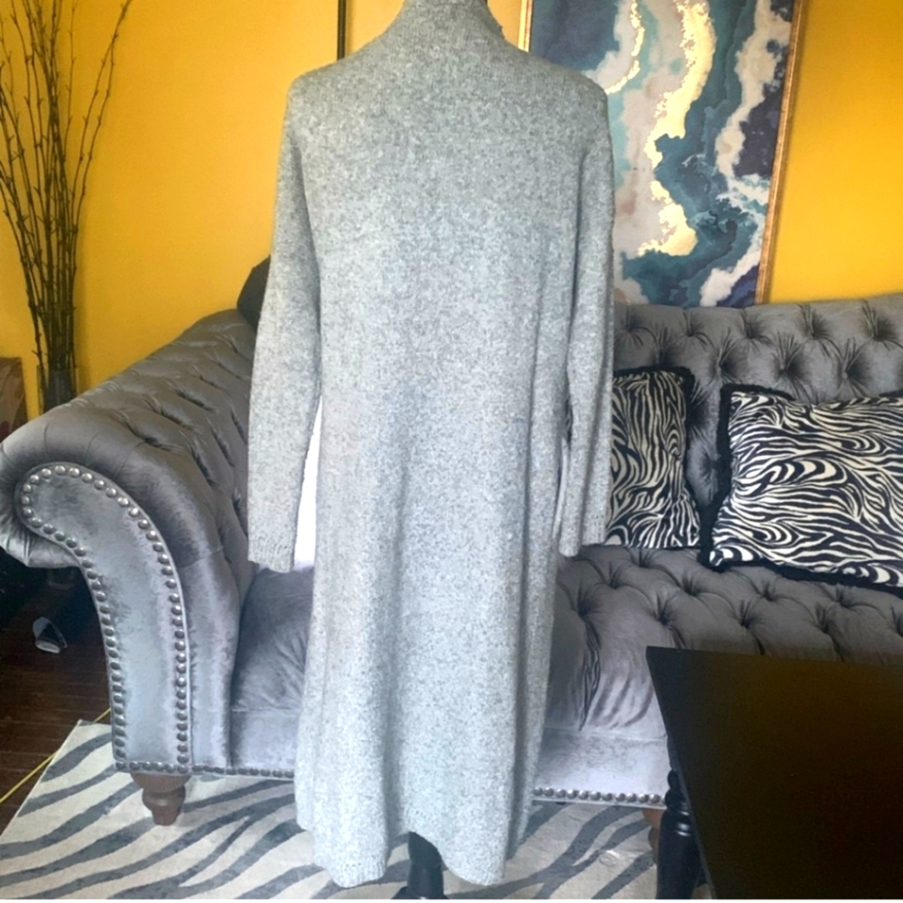 Silence + Nosie Oversized Cardigan Long  grey Duster sweater with side pockets - Picture 7 of 8